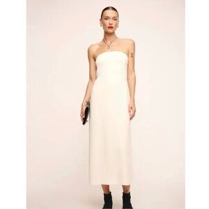 Reformation Nino Dress in Fior Di Latte Cream Strapless Midi Size 10